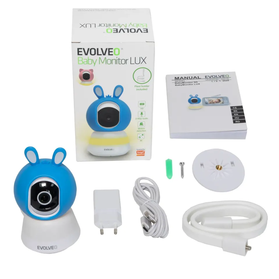 EVOLVEO Baby Monitor LUX- Chytrá 360° videochůvička s nočním viděním, detekcí pl