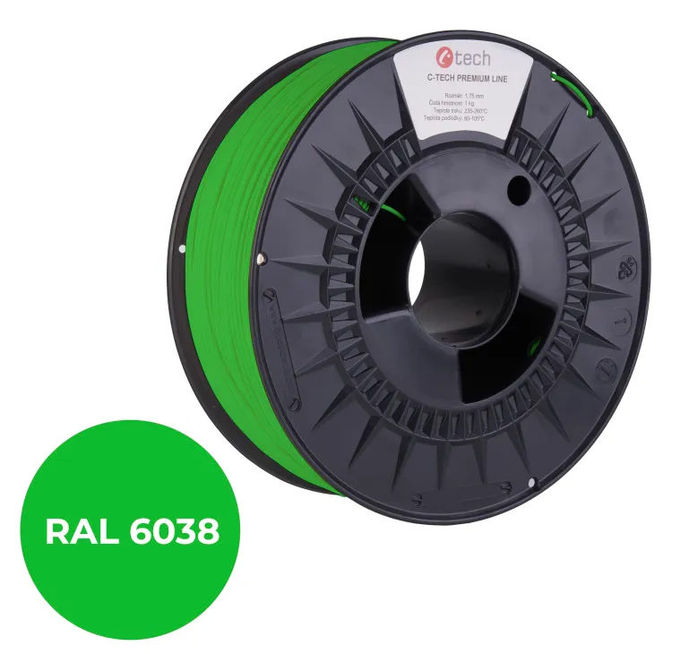 C-TECH tisková struna PREMIUM LINE ( filament ) , PETG, luminiscenční zelená, RA