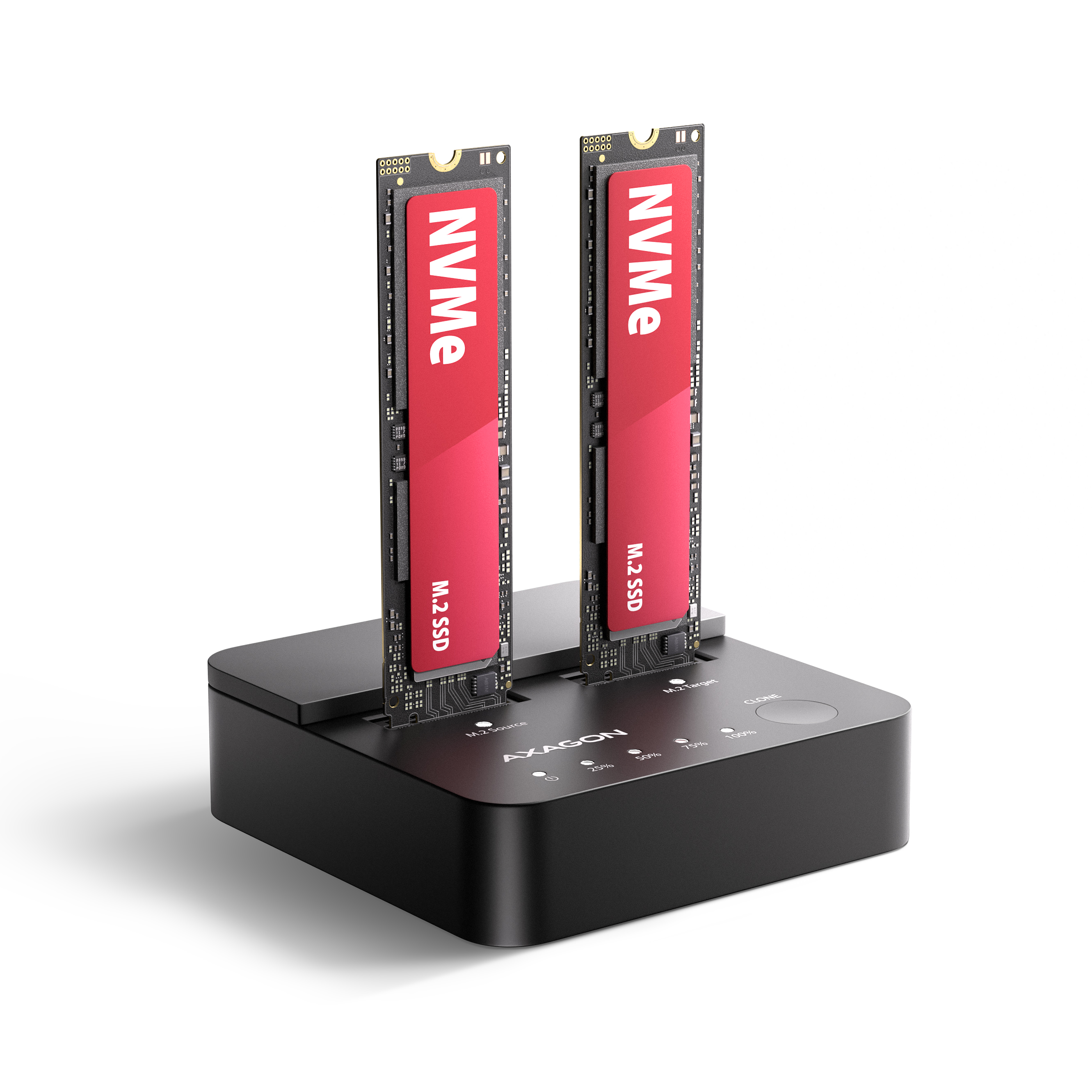 AXAGON ADSA-M2C22L, USB-C 20Gbps dokovací stanice pro 2× M.2 NVMe SSD s funkcí k