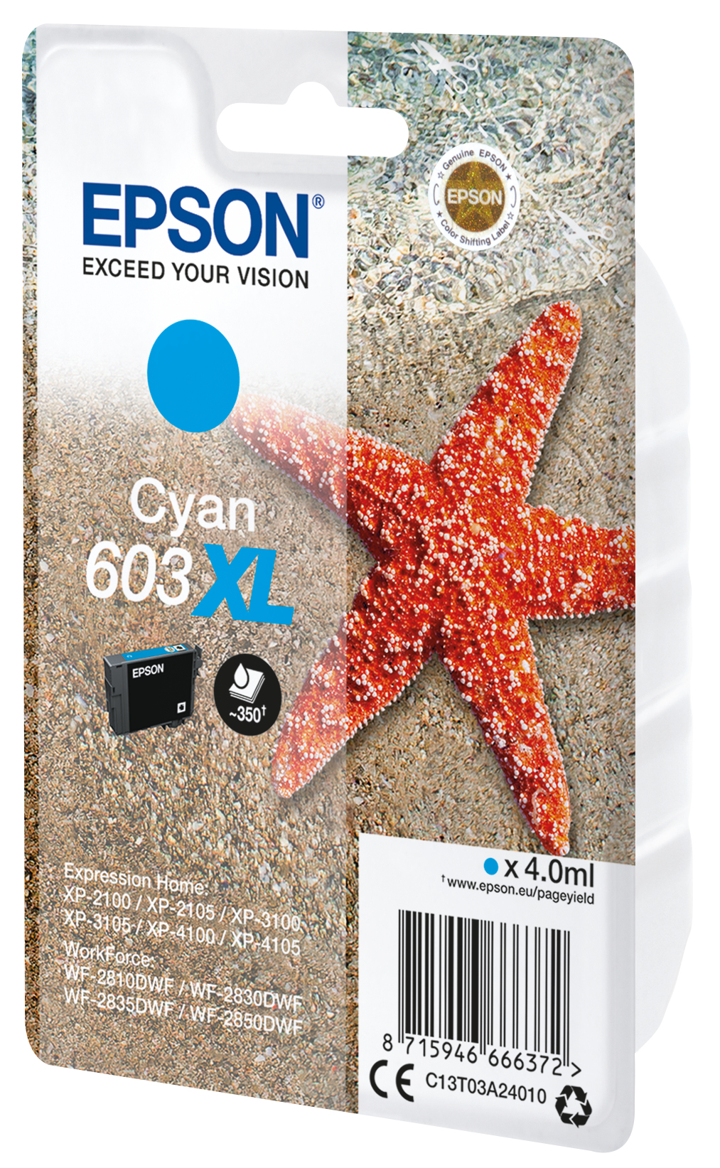 EPSON cartridge T03A2 cyan XL (hvězdice)