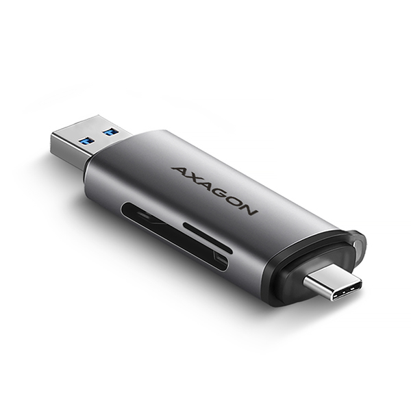 AXAGON CRE-SAC, USB3.2 Gen1 Type-C + Type-A externí čtečka karet SD/microSD, pod