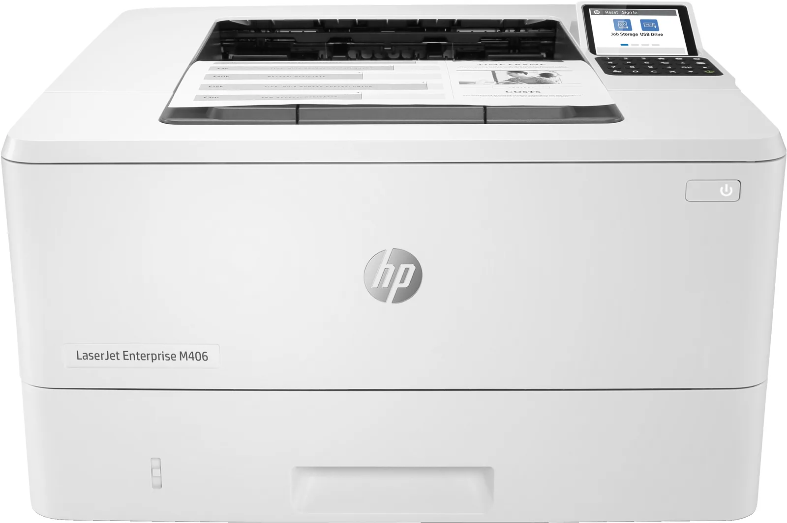 HP LaserJet Enterprise M406dn – barevný displej s klávesnicí, výstup nahoře a zásobník na 250 listů