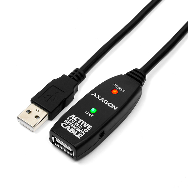 AXAGON ADR-210, USB 2.0 A-M -> A-F aktivní prodlužovací / repeater kabel, 10m