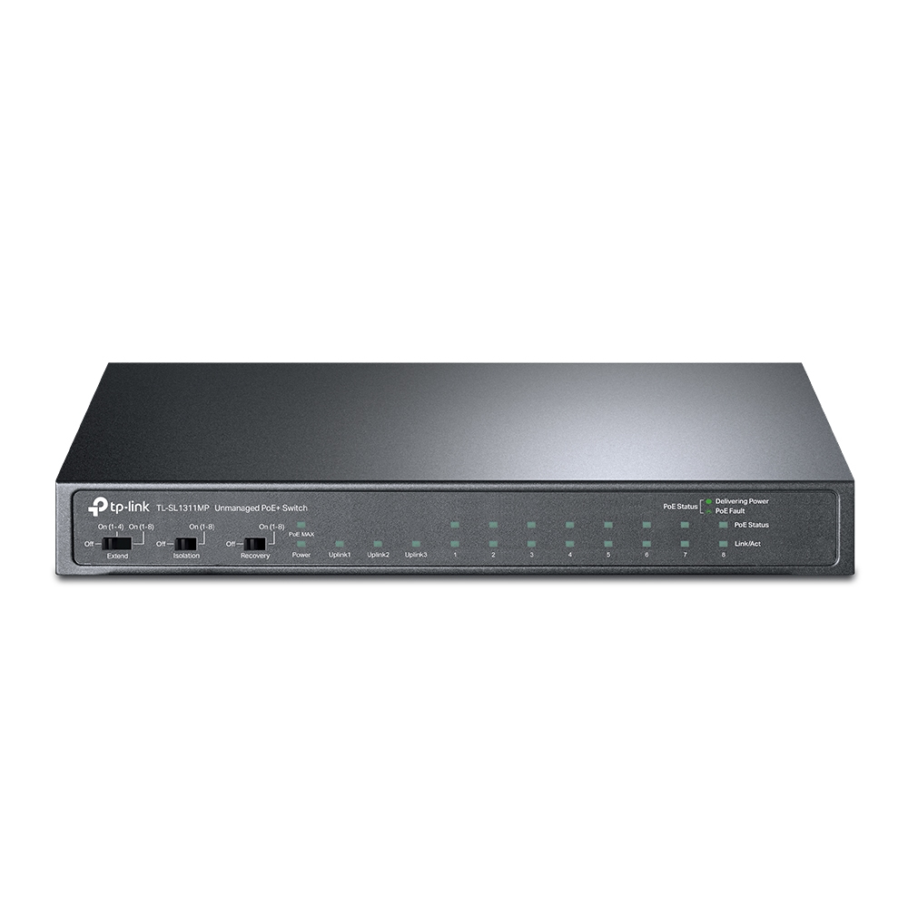 TP-Link TL-SL1311MP Switch 8xLAN 2xGLAN uplink 1xSFP PoE+ 124W