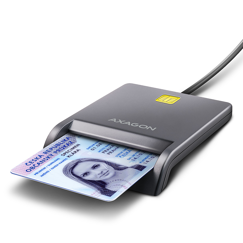 AXAGON CRE-SM3T, USB-A FlatReader čtečka kontaktních karet Smart card (eObčanka)