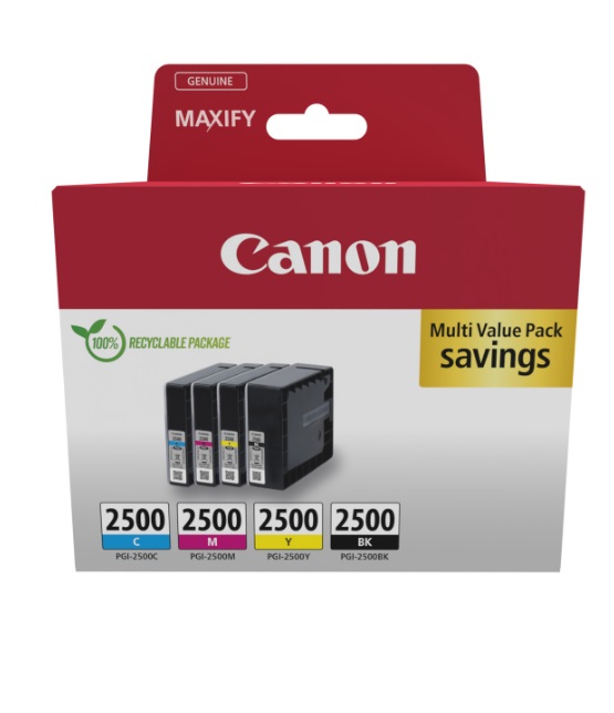 Canon PGI-2500 – černá, azurová, purpurová, žlutá