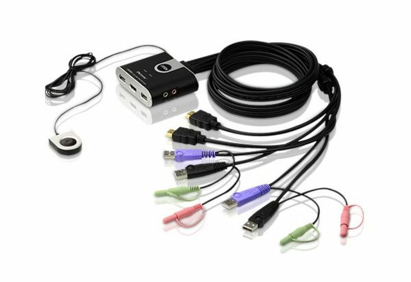 ATEN 2-port HDMI KVM USB2.0 mini, audio, 1.2m kabely, DO