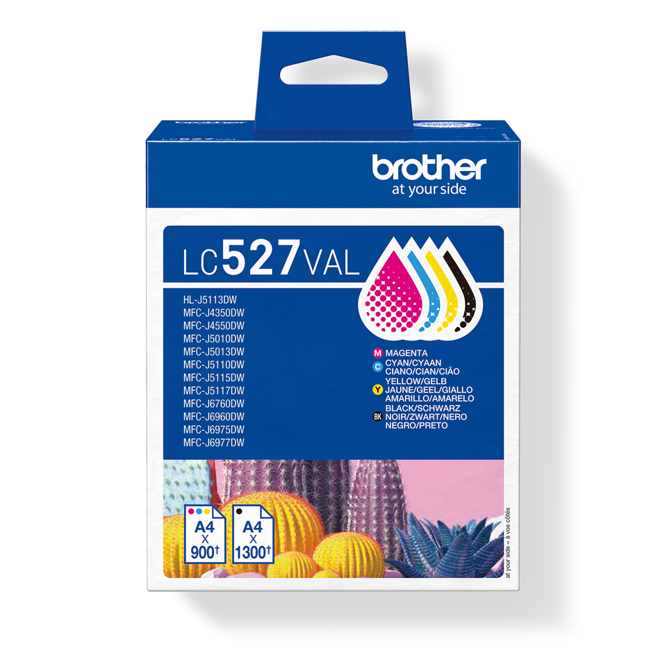 Brother LC527VAL – černá, azurová, purpurová, žlutá