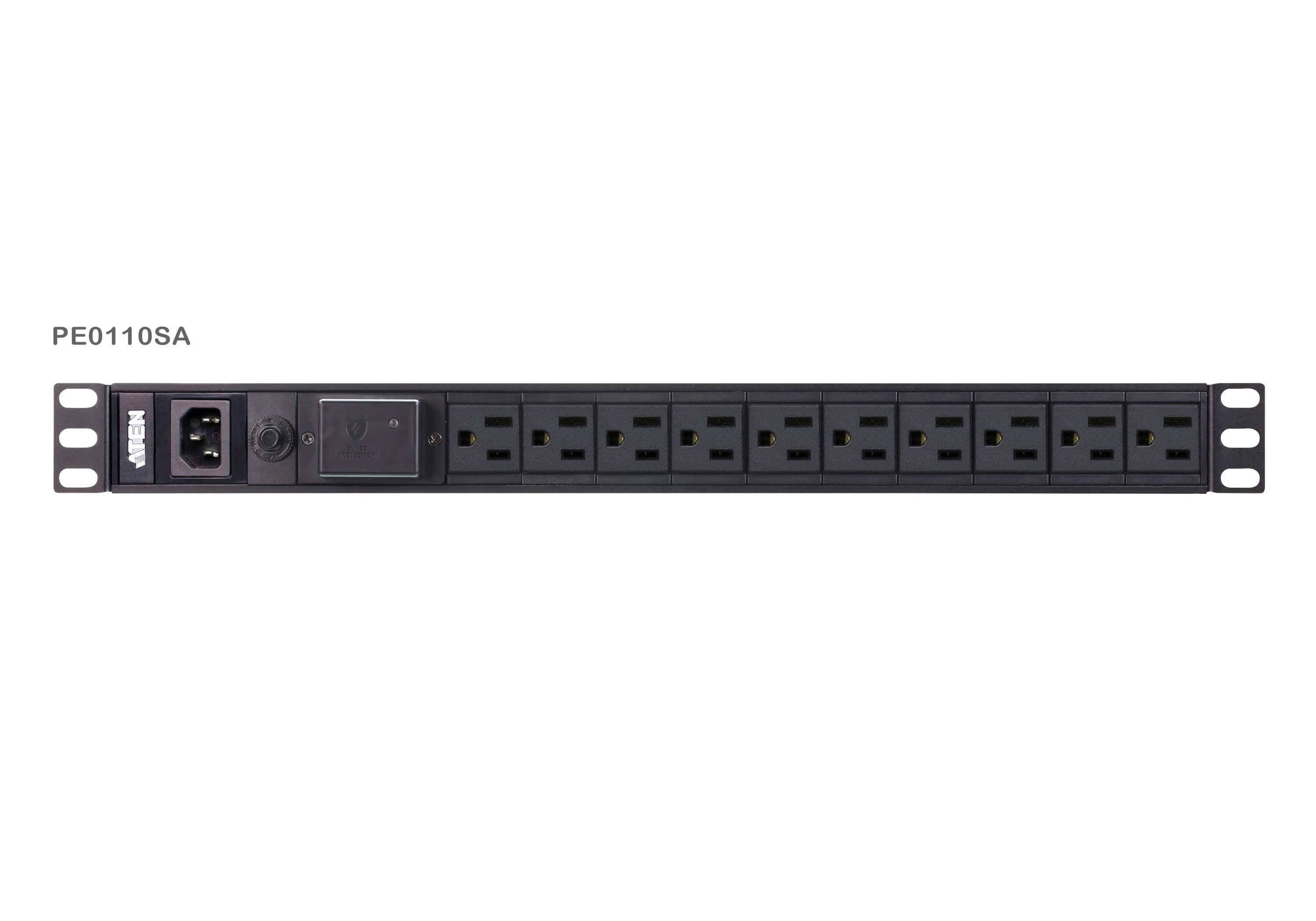 Aten PE0110S Základní 1U PDU s přepěťovou ochranou 10A vstup C14 výstup 10x C13