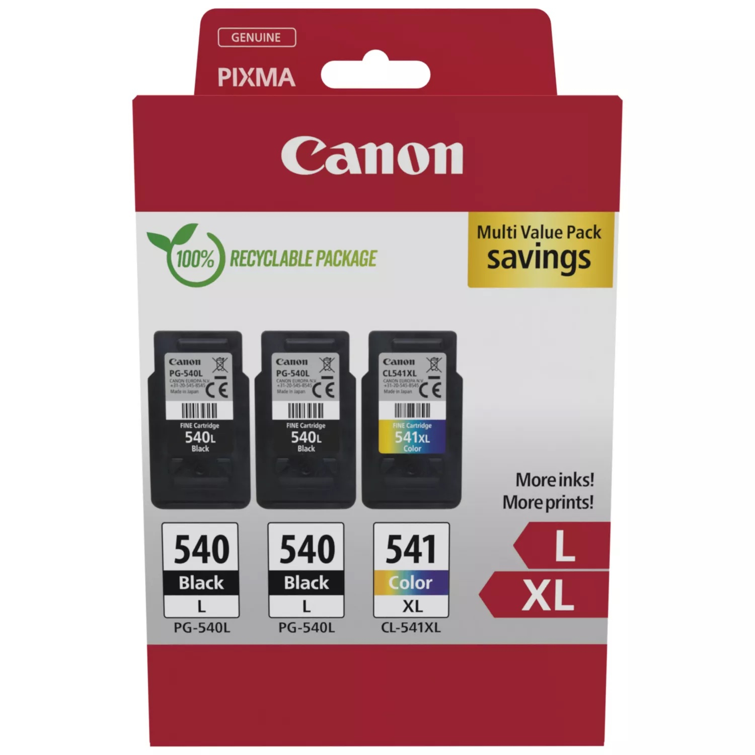 Canon cartridge PG-540Lx2/CL-541XL Multipack / 2x Black + 1 Color /2x21ml + 1x15