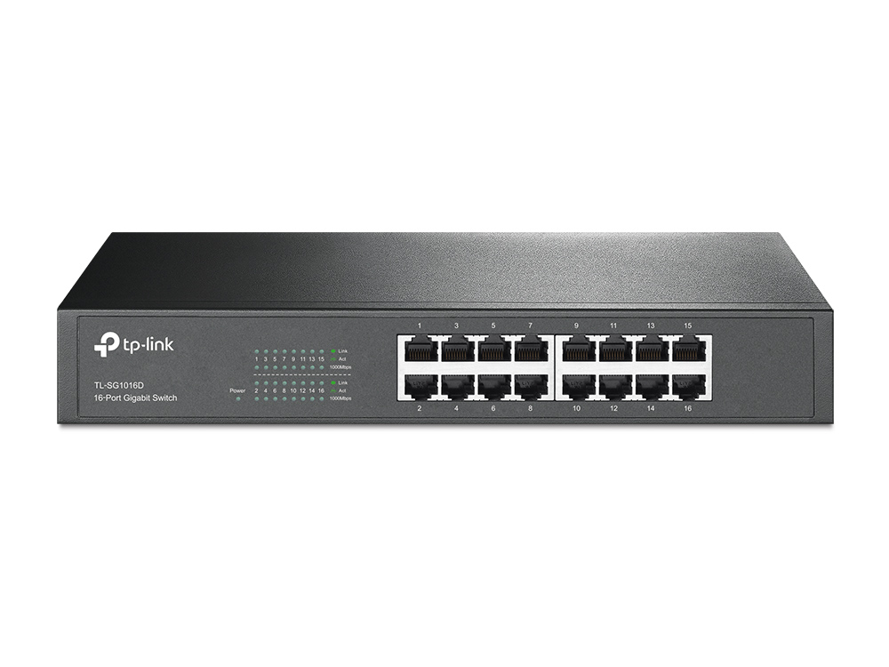 TP-LINK TL-SG1016D GBit switch, 16port 16x 10/100/1000 Mbs, 16port, desktop, snížená spotřeba ECO
