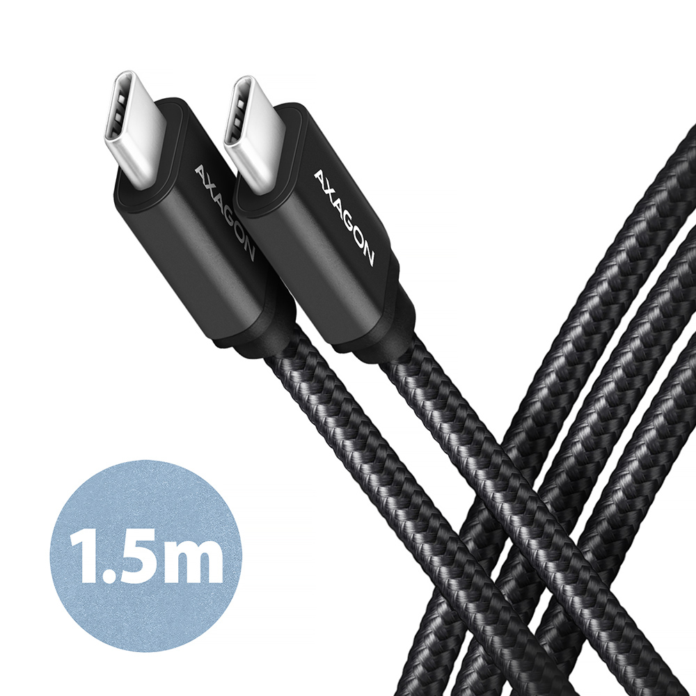 AXAGON BUCM3-CM15AB, SPEED kabel USB-C <-> USB-C, 1.5m, USB 3.2 Gen 1, PD 60W 3A