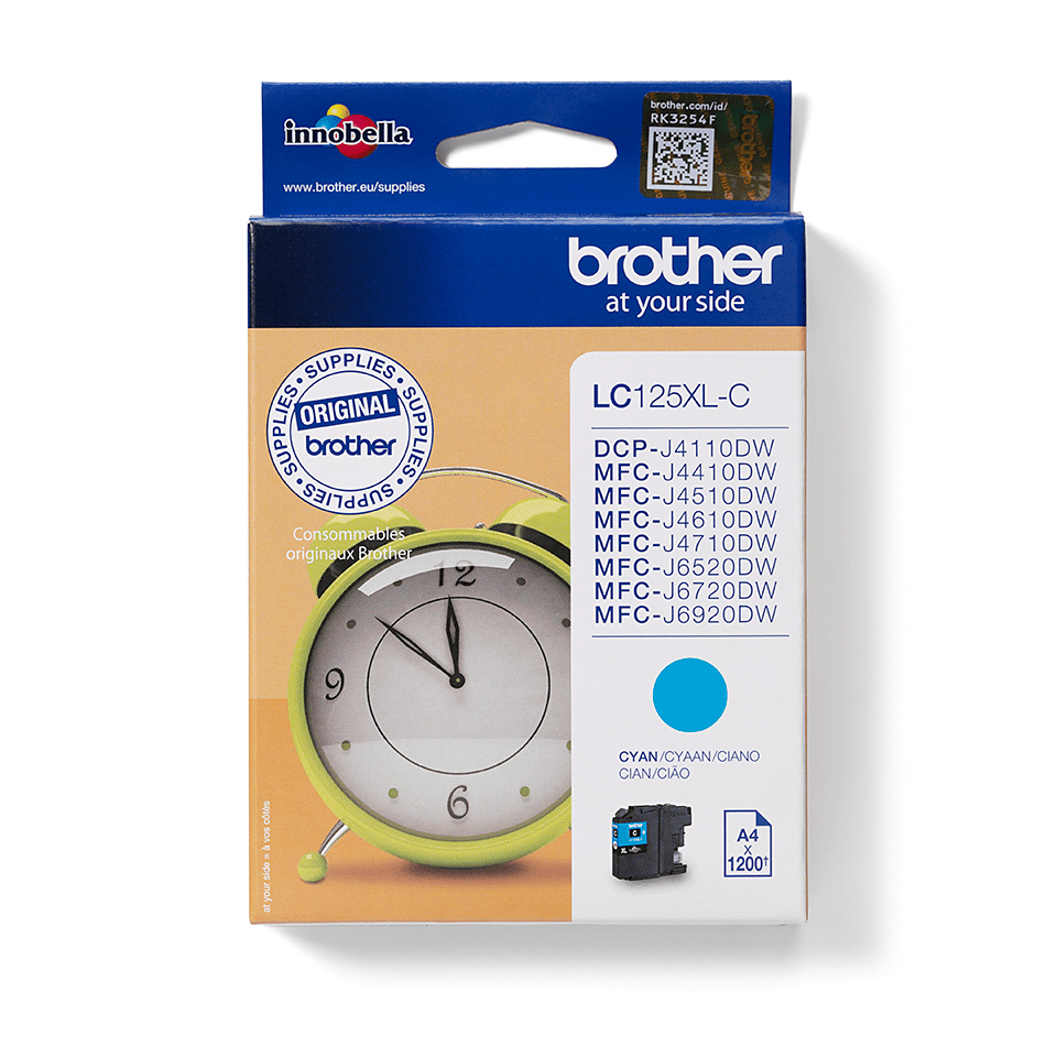 Brother LC-125XLC (inkoust cyan,1200 str.@ 5% draft)
