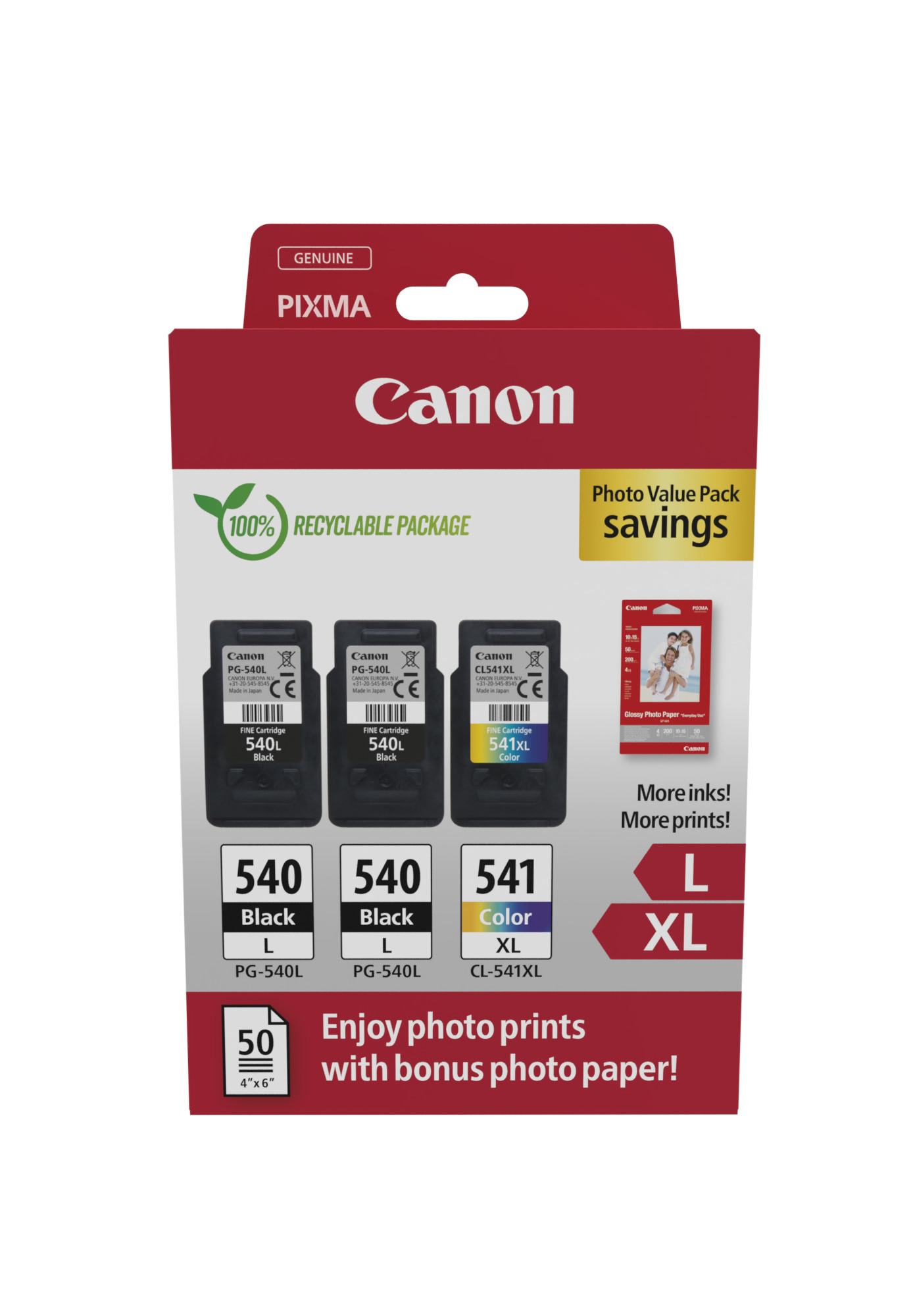 Canon cartridge PG-540Lx2/CL-541XL PVP/ 2x Black + 1 Color /2x21ml + 1x15ml