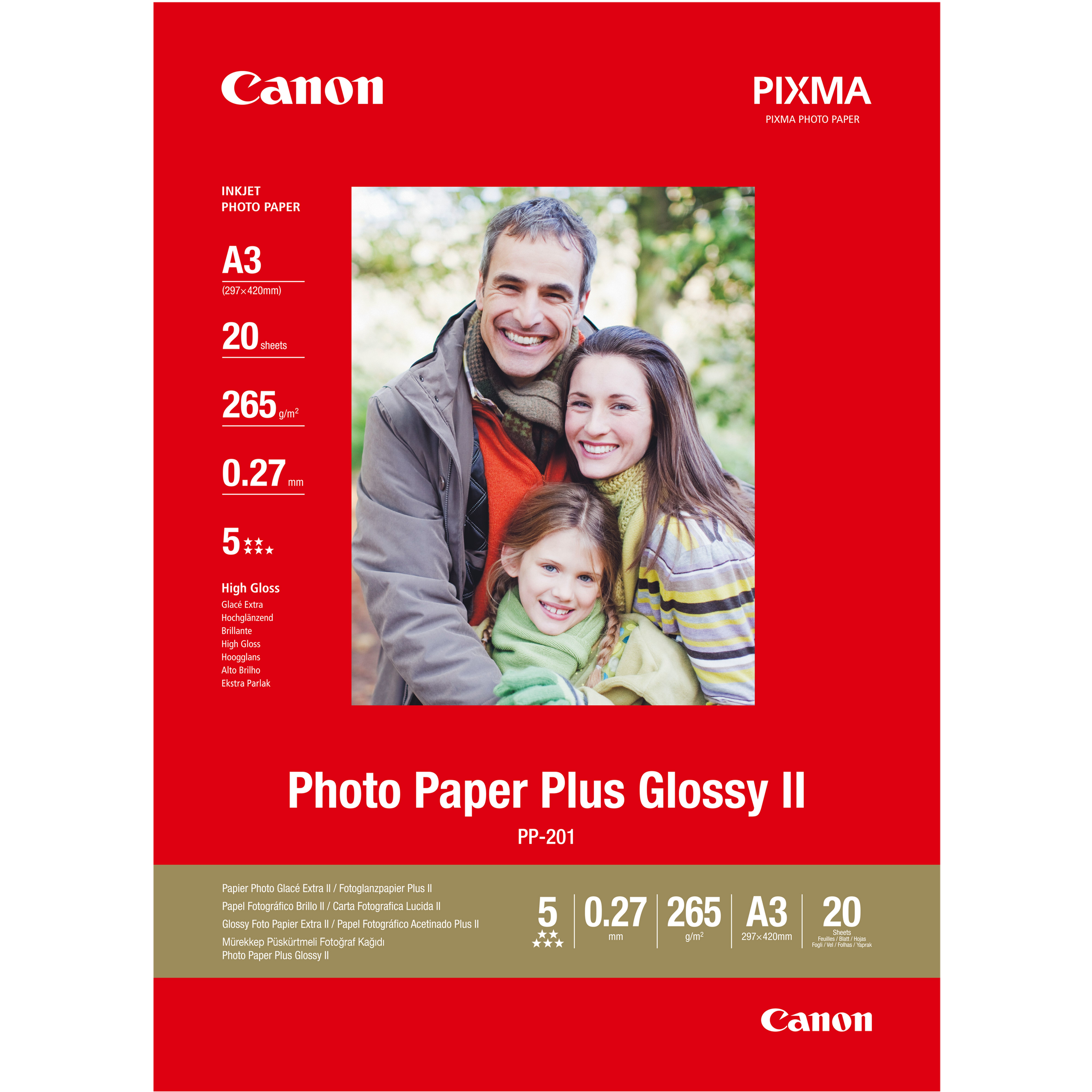 Canon fotopapír PP-201 - A3 - 265g/m2 - 20 listů - lesklý