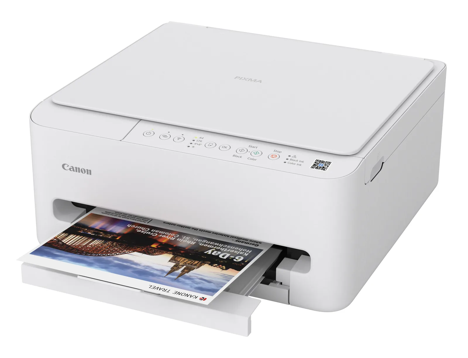Canon PIXMA TS4150i – ovládání zepředu, výstup papíru vpředu