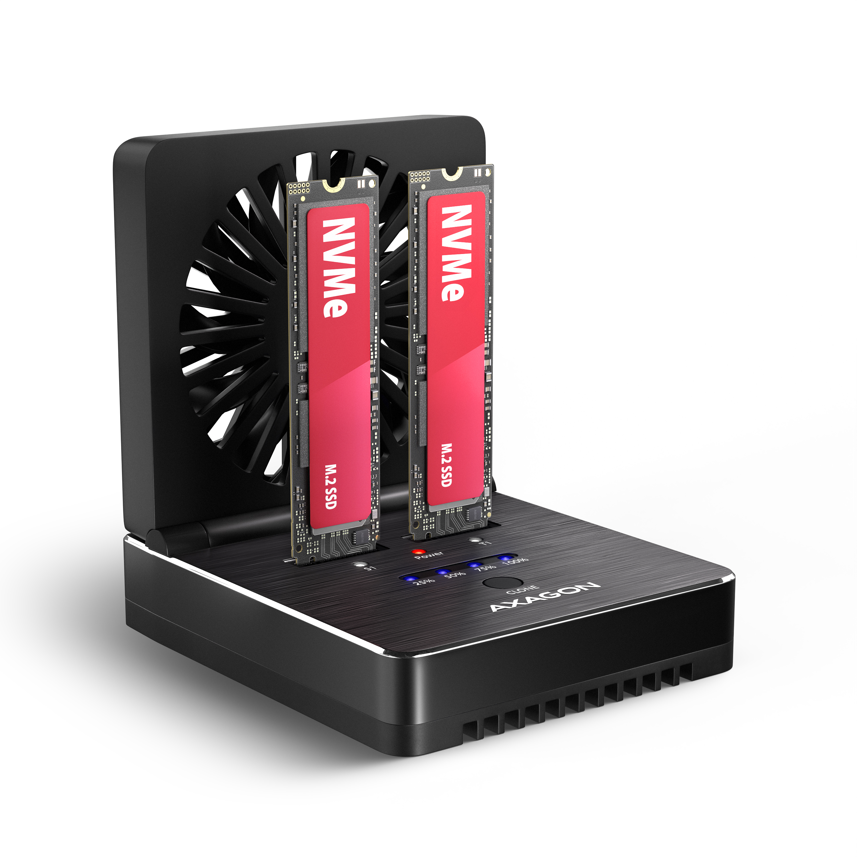 AXAGON ADSA-M2C22, USB-C 20Gbps dokovací stanice pro 2× M.2 NVMe/SATA SSD s funk