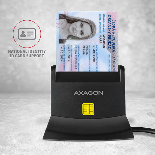 AXAGON CRE-SM2, USB externí čtečka 4-slot Smart card/ID card (eObčanka) + SD/mic