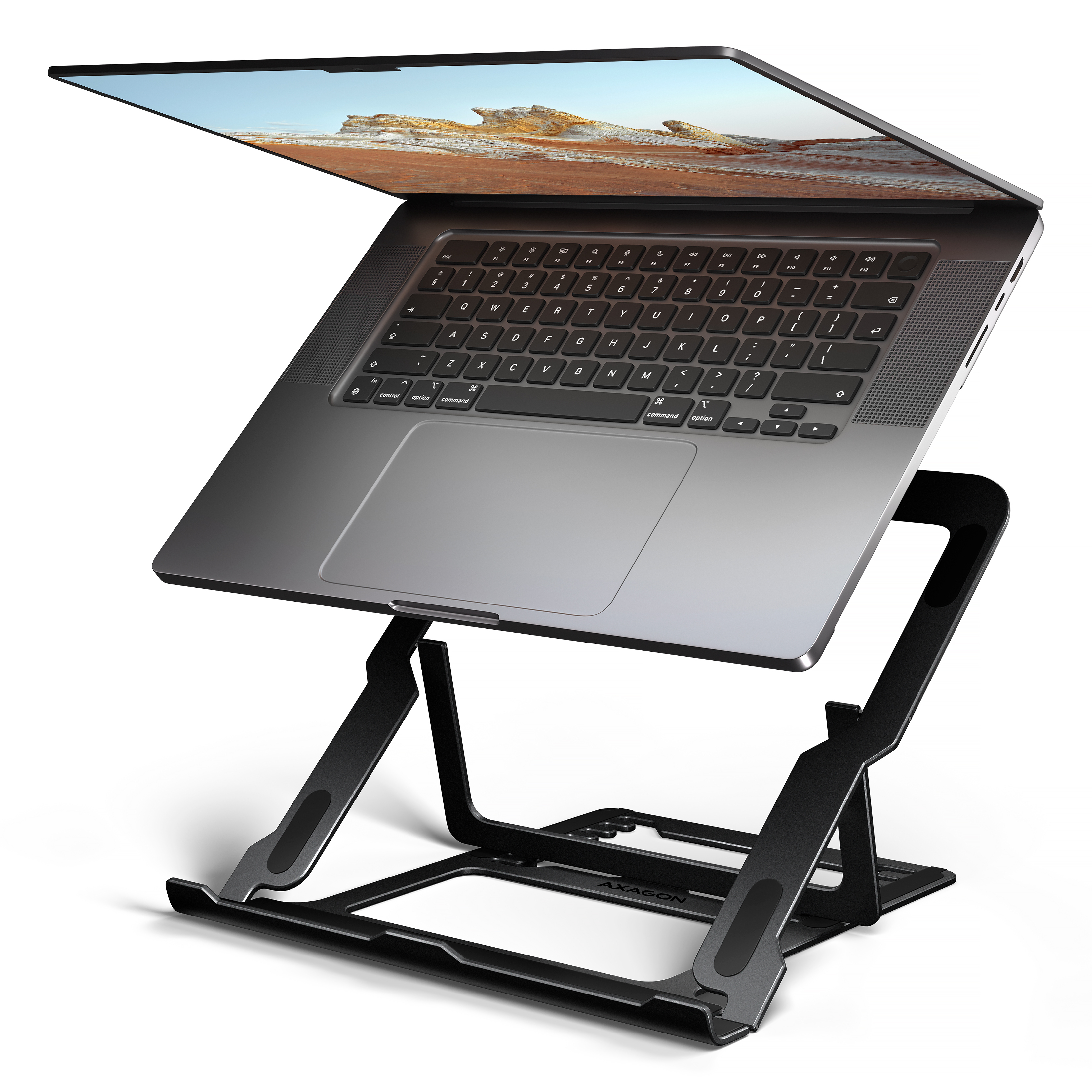 AXAGON STND-LAB hliníkový stojan na notebook 10"-17.3" nastavitelná výška, černý