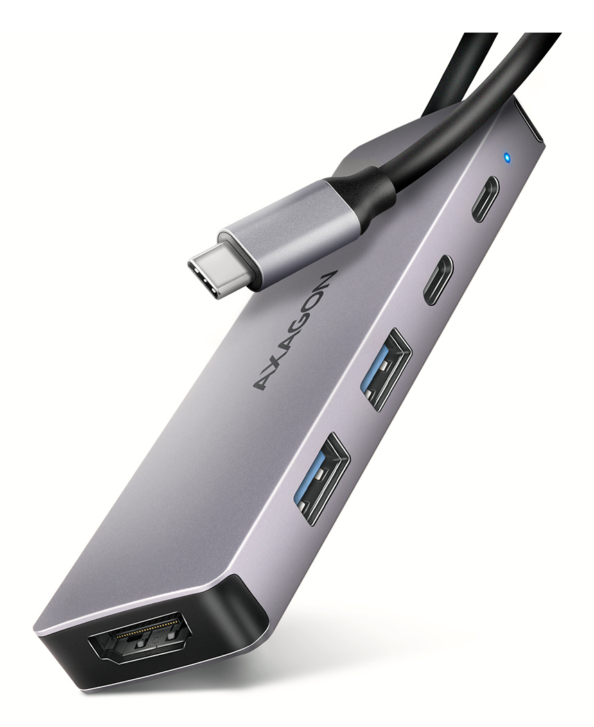 AXAGON HMC-5H60, USB 5Gbps hub, porty 2x USB-A, 1x USB-C, HDMI 4k/60, PD 100W, k